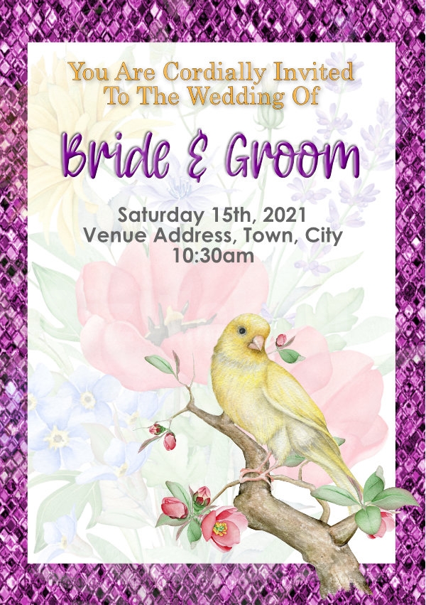 Floral/Bird Wedding Invitation