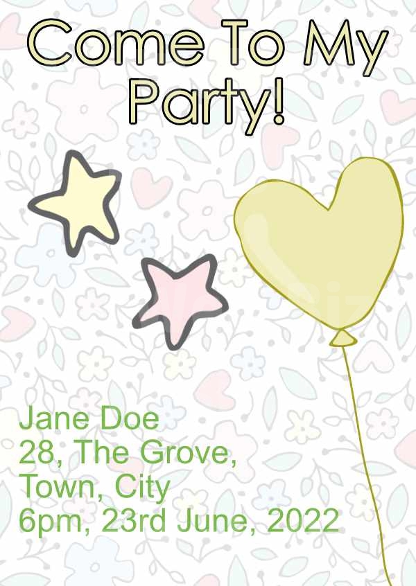 Balloon Party Invitation - A6