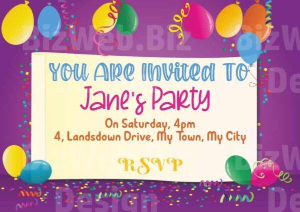 Balloon party invitation