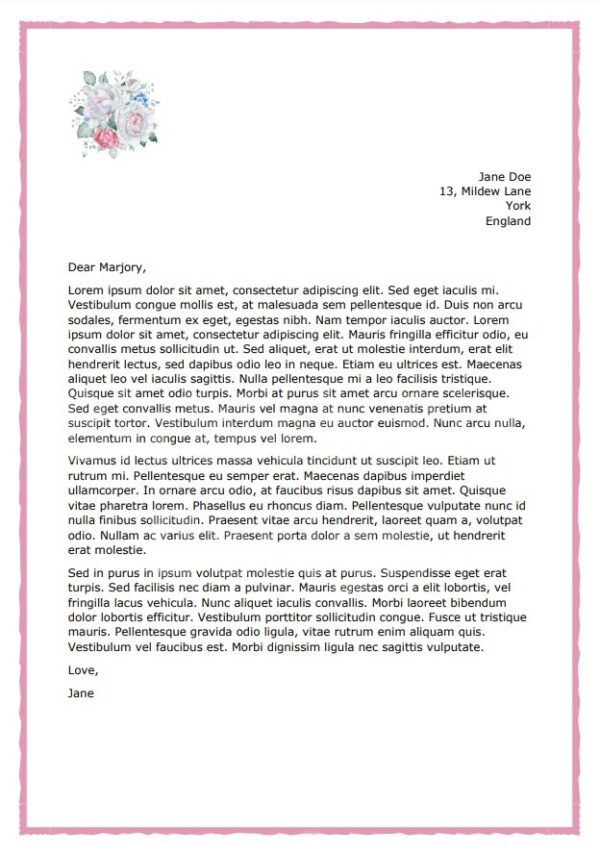 Pink floral Microsoft Word template