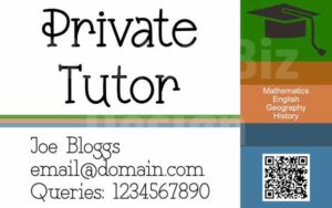 Private tutor business card