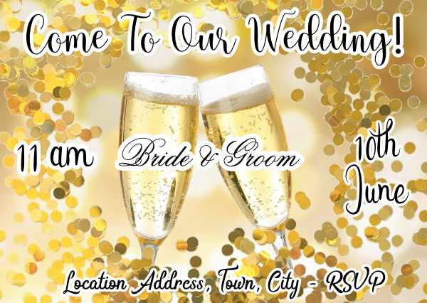 Champagne wedding invitation