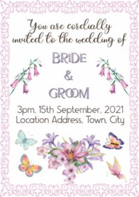 Flower & Butterfly Wedding Invitation - A5