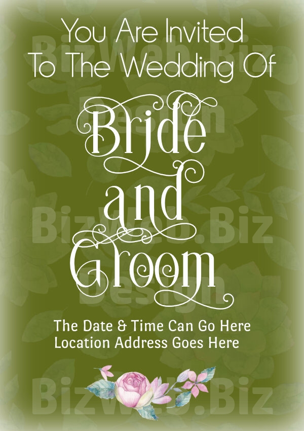 Dark Green Wedding Invitation - A5