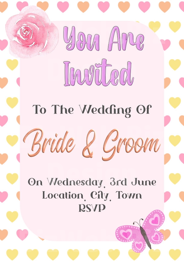 Hearts Wedding Invitation