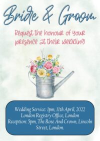 Watering Can Wedding Invitation - A6