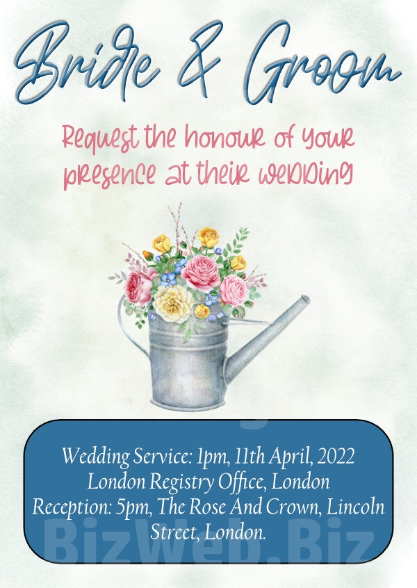 Watering Can Wedding Invitation - A6